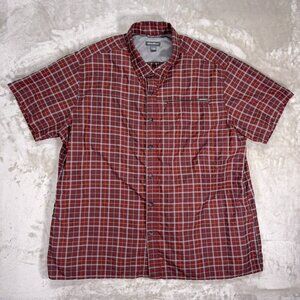Eddie Bauer Men's Button Down Shirt Short Sleeve Hiking Plaid Red - Size 2XL
